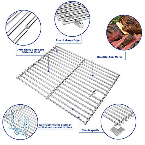 Uniflame Gas Grils Replacement 720-0783C Utheer Grill Parts Cooking Grates 17 Inch for Home Depot Nexgrill 720-0830H Kenmore Stainless Steel Cooking Grids 720-0830D 720-0783E 2 Pack