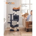 thumbnail image 2 of Feandrea Árbol para Gatos, Torre de Gatos, Altura 112 cm, 4 Postes, 2 Plataformas, 1 Cueva, 1 Hamaca, 2 Pompones, Gris Ahumado, 2 of 5