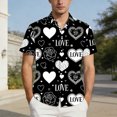 thumbnail image 4 of Shirts for Men Valentine's Day Shirt Short Sleeve Print Casual Couples Matching Top Black XXXL, 4 of 6