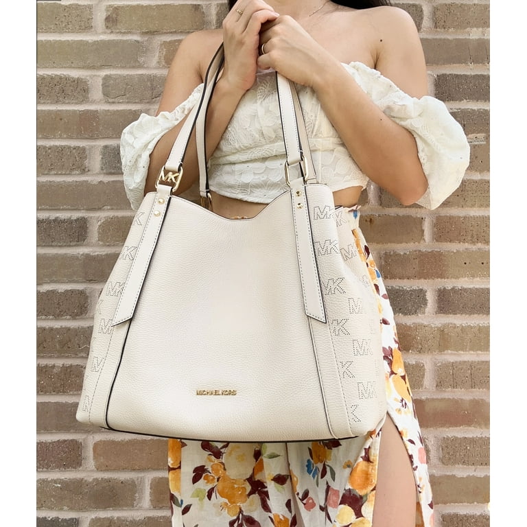 Michael Kors Alto Large Grab Bag Shoulder Tote Light Cream Pebbled