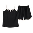 thumbnail image 1 of Conjunto de lencería sin mangas para mujer, cómodo, transpirable, 2 piezas, cuello en V, camiseta sin mangas, pantalones cortos para verano, 1 of 8