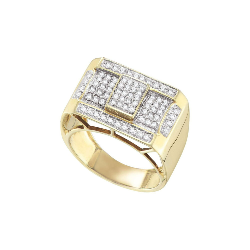 AA Jewels - Solid 10k Yellow Gold Men's Round Pave-set Diamond ...