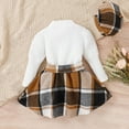 thumbnail image 2 of Diufon Toddler Girls Skirt Outfits Baby Trendy Long Sleeve Tops Plaid Pleated Skirt and Hat Fall Winter 3 Piece Set, 2 of 7