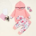 thumbnail image 2 of ibuvkizy Toddler Baby Girl Tank Top Sets Summer Baby Girl Outfits Clothes,3Pcs Infant Long Sleeve Hoodie With Pocket Tops Floral Pants With Headband,Gifts for Her, 2 of 5