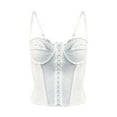 thumbnail image 4 of Baberdicy Camisole Tops for Women Womens Summer Lace Bustier Mesh Vintage Spaghetti Strap Open Back Boned Corset Going Out Party Crop Top, 4 of 9