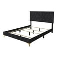 thumbnail image 2 of Home Design Samantha Queen Bed Frame with Foam-Filled Headboard and Gold-Tone Bracket Feet, Black, Easy Assembly, 2 of 7