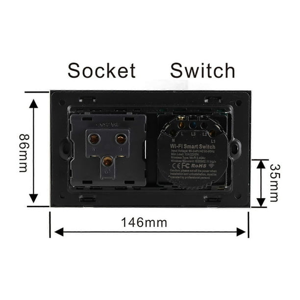Wifi Smart Wall Outlet 2 in 1 Convenient Voice APP Touch Control Smart Socket Switch for Alexa for Assistant
