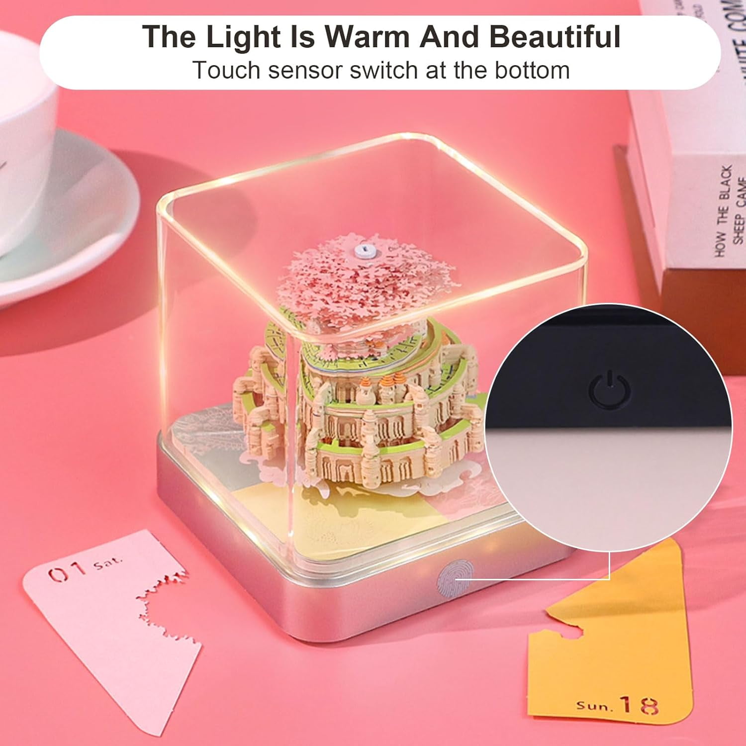 2026 Desk Calendar Sky Fortress with Light, 3D Memo Pad Non-stick Post-it Calendar School Office Home Stress Relief Best Gifts(Sky Fortress)