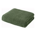 thumbnail image 2 of Madison Park Rowan 50x60" Contemporary Chenille Waffle Knit Throw in Green, 2 of 9