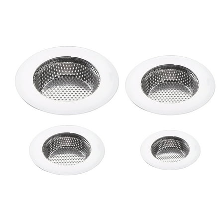 

4pcs Stainless Steel Water Fliter Net Bathroom Bathtub Drain Hair Fliter Practial Floor Drain (Size L 11.3cm Size M 9cm Size S 7cm Size XS 5.5cm)