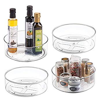 Plastic Lazy Susan Spinning Food Storage Turntable for Cabinet, Pantry, Refrigerator, Countertop - Spinning Organizer for Spices, Condiments, Baking Supplies - 9' Round, 4 Pack - (Best Countertop For Baking)