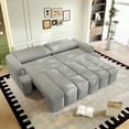 thumbnail image 3 of FFH 90.2" Pull Out Sofa Bed with Storage, 3-in-1 Convertible Sleeper Sofa King Size, Modern 4-Seater Teddy Couch for Living Room, Gray, 3 of 16