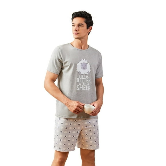 Men's short-sleeved short pants casual comfortable home wear set, can be worn outside
