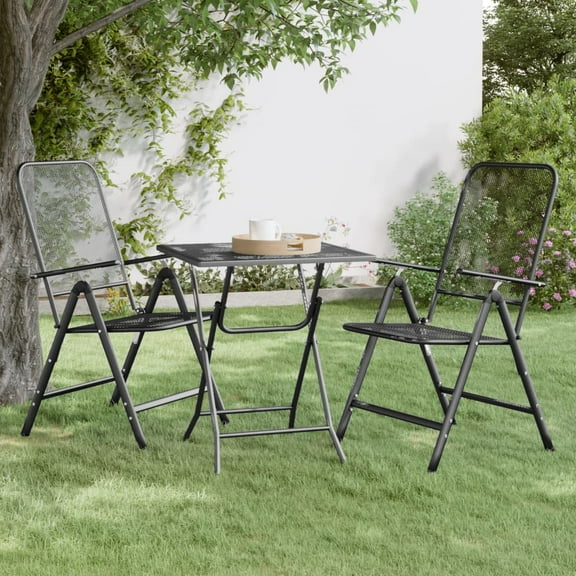 vidaXL Patio Table Expanded Metal Mesh 31.5"x31.5"x28.3"/23.6"x23.6"x28.3"