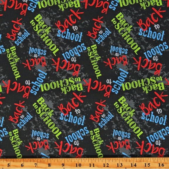 Cotton Back to School Chalkboards Boards Chalk Smudges Black Cotton Fabric Print by the Yard (116650)