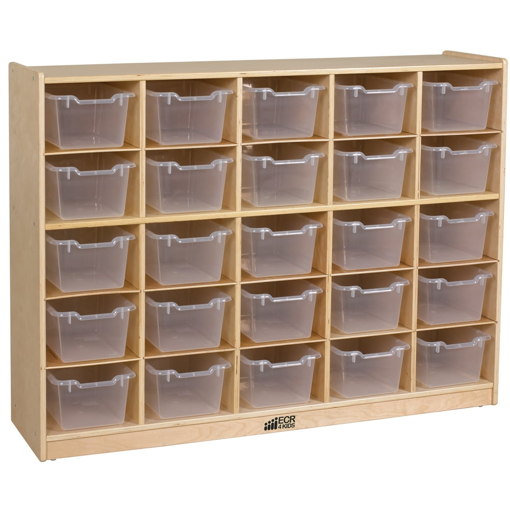 Birch 25 Cubby Tray with Clear Bins