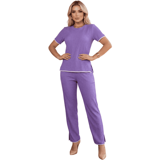Conjunto 2 Piezas Casual Chic para Mujer, Blusa de Manga Corta y Pantalón Cómodo, Estilo Elegante y Sofisticado para Mujer
