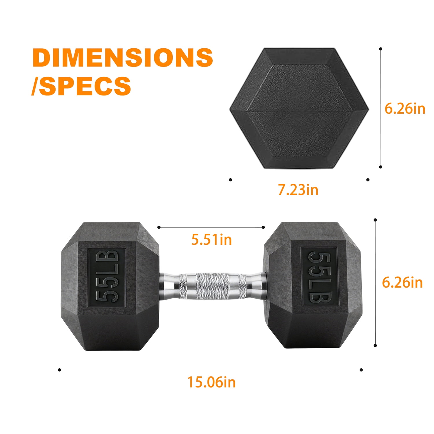 Rubber Hex Dumbbell Set, 15-550 lbs Multiple Weight Options, Premium Coated Free Weights for Home Gym Strength Training & Fitness Workout, Rack Not Included