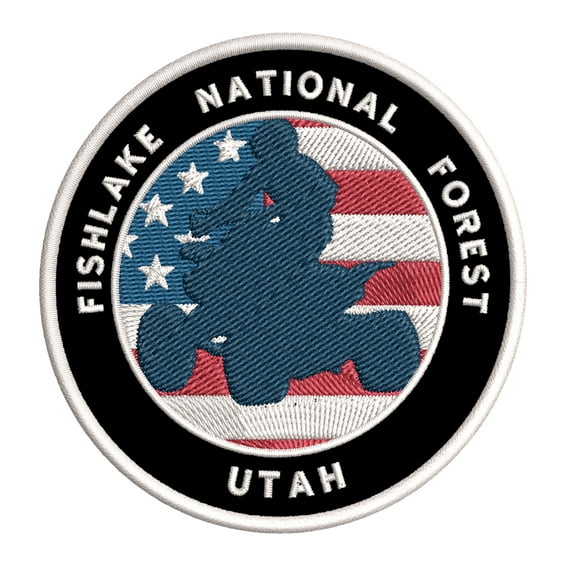 Fishlake National Forest, Utah ATV / OHV American Flag 3.5 Inch Iron Or Sew On Embroidered Fabric Badge Patch Extreme Sports Iconic Series