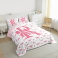 thumbnail image 3 of Homewish Initial Alphabet R Girl 3-Piece Full Size Comforter Sets,Kawaii Pink Bowtie Bedding Comforter Set,Dreamy Princess Lightweight Bedding Sets,Super Cozy Room Decor,Reversible, 3 of 8