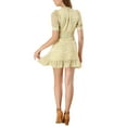 thumbnail image 3 of Allegra K Women's Ruffle Neckline Printed Fit and Flare Ruffle Hem Lace-Inset Mini Dress, 3 of 6