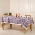 thumbnail image 5 of Hand Block Printed Table Cover - Exquisite Design, Premium Cotton Fabric, Perfect for Dining and Decor, Dining Table Linen Color Orchid Purple 12 Seater 72 x 135 Inches Rectangle, 5 of 7