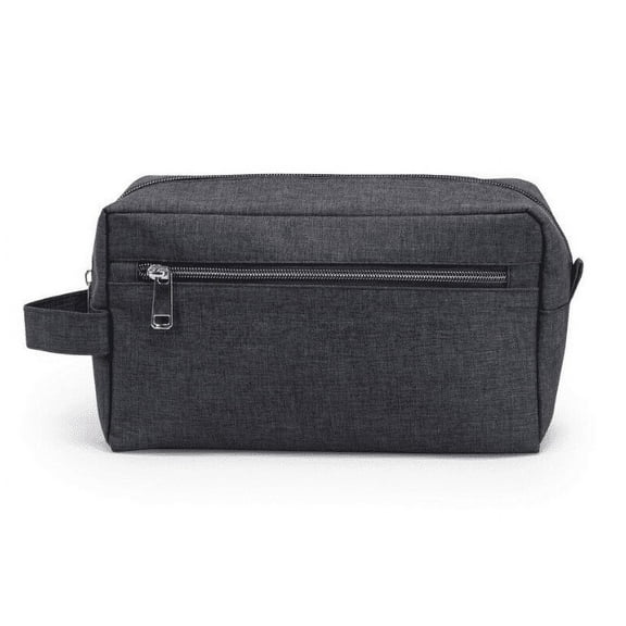 Travel Toiletry Bag Heathered 2-Zipper with Strap