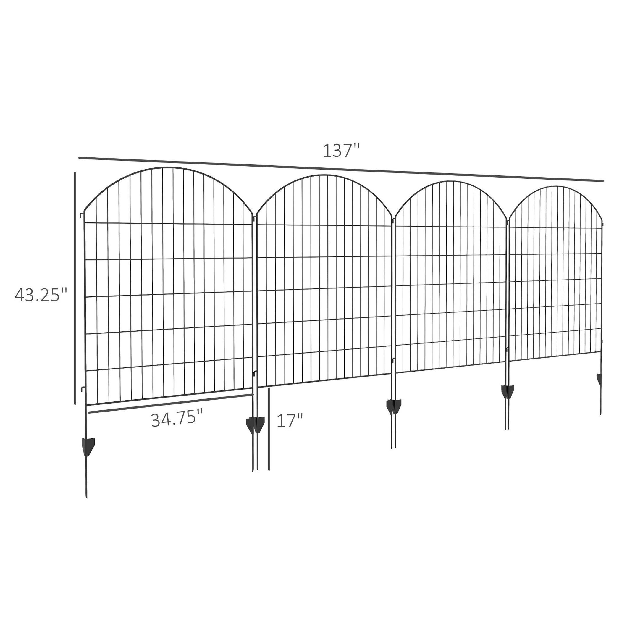 Metal Garden Fencing - 4-Pack Decorative Fence, Animal Barrier & Plant Border
