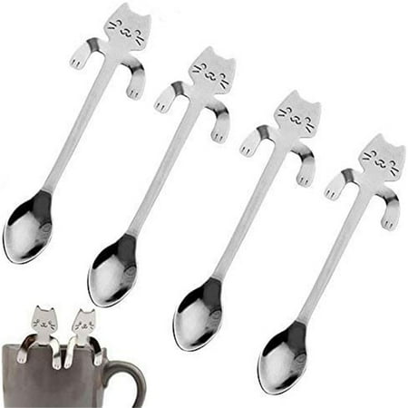 

2PC Kitchen 4 Pcs Mini Cat Kitty Tea Soup Sugar Dessert Seasoning Spoon Kitchenware Tableware