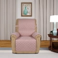thumbnail image 2 of Housse de Sofa Inclinable Matelassée Réversible, Protège-Meubles Résistant à l'Eau, Housse de Canapé Lavable avec Sangles Élastiques pour Enfants, Chiens, Animaux (Fauteuil Inclinable, Rose/beige), 2 of 7