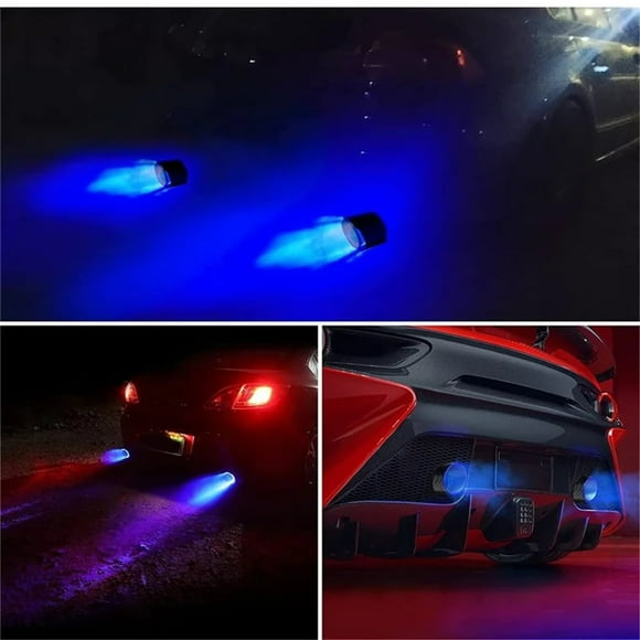 Xihbxyly Tubo de Escape Trasero Led, Diseño de Fibra de Carbono, Iluminado con Luz Led, Ajuste Universal para Camiones y Automóviles, Resistente a Altas Temperaturas, Fácil Instalación, Tamaño de 2,5