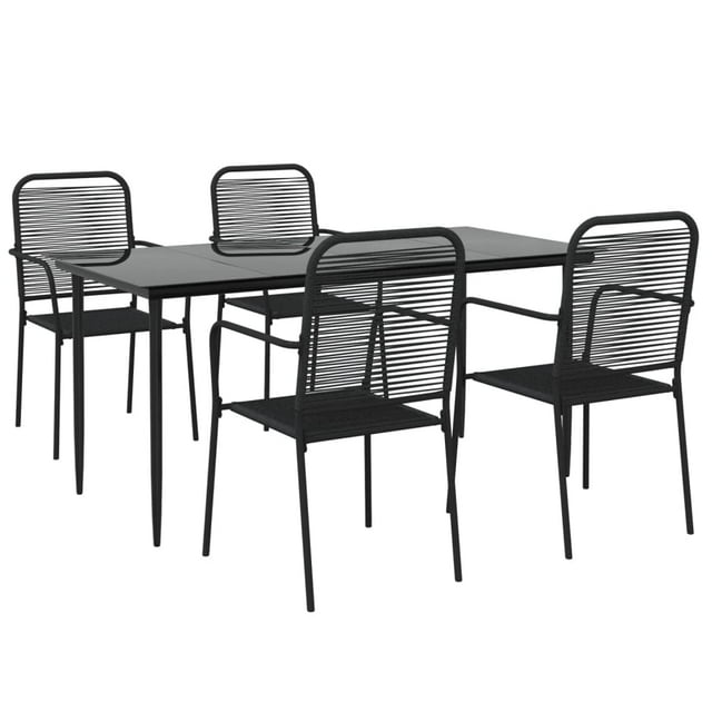 Conjunto de Comedor para Patio Casafoyer 5 Piezas con Cuerda de Algodón Negra
