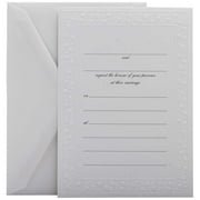 Angle View: JAM Wedding Fill, In Invitations Set, 25/Pack, White Flowered Border