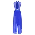 thumbnail image 3 of Sholeno Women's Lyrical Dance Outfits Mock Neck Sleeveless Crop Top with Wide Leg Pants Stage Wear Royal Blue S, 3 of 4