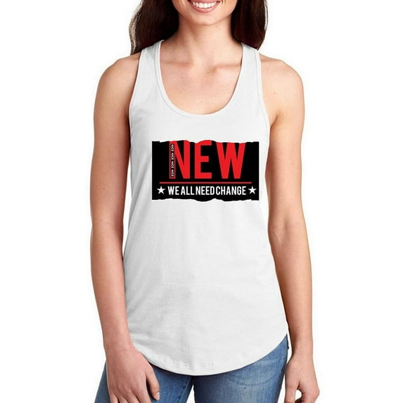 New We All Need Banner Racerback Tank Women -Image by Shutterstock, Female Large
