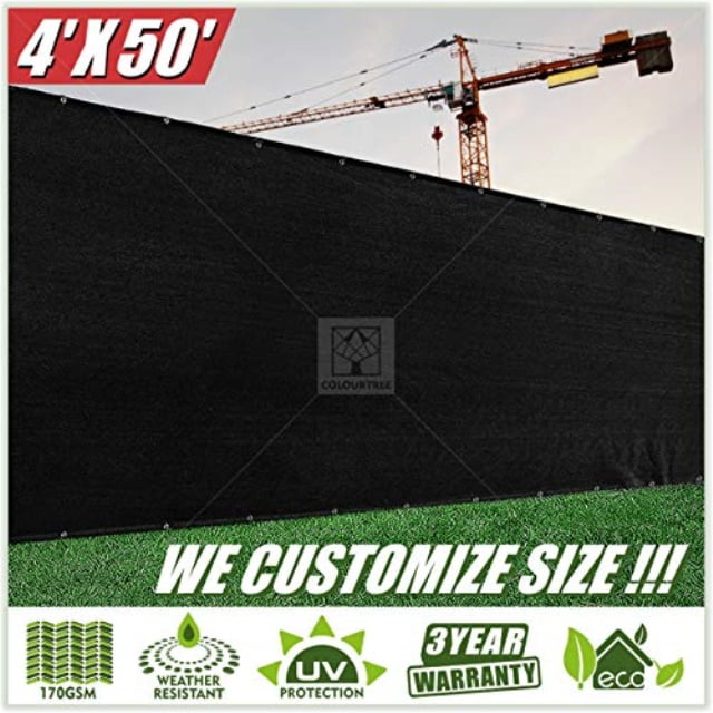 3 Years Warranty Heavy Duty ColourTree 2nd Generation 6 x 50 Black Fence Privacy Screen Windscreen Cover Fabric Shade Tarp Netting Mesh Cloth Commercial Grade 170 GSM CUSTOM SIZE AVAILABLE 