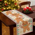 thumbnail image 6 of Christmas Gingerbread Man Table Runner, Pink Xmas Holiday Peppermint Candy Kitchen Dining Table Decor, Winter Snowflake Burlap Home Decoration Indoor Outdoor Party Supply 13 x 48 Inches, 6 of 6