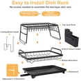 thumbnail image 4 of 2-Tier Dish Drying Rack with Auto Drainage, Stainless Steel Dish Rack with Utensil Holder, Cutting Board Holder, for Kitchen Organizers, 4 of 8