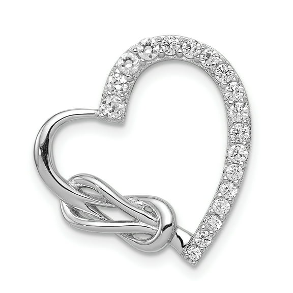 Sterling Silver Rhodium-plated CZ Heart Chain Slide QP4451