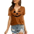thumbnail image 3 of Halloween Pumpkin Shirt for Women Hocus Pocus Shirts Pumpkin Face T-Shirt Funny Tee Tops, 3 of 6