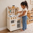 thumbnail image 6 of Teamson Kids Wooden Play Kitchen Set with 16 Accessories, Extendable Faucet, White and Gold Compact Wooden Play Kitchen with Oven, Sink and Storage, 6 of 10