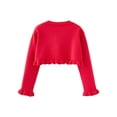 thumbnail image 2 of Nyeemya Baby Girls Long Sleeve Single Button Knit Bolero Cardigans Flower Ruffle Cover Up Sweater Red 120, 2 of 5