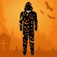 thumbnail image 1 of Family Halloween Pjs Matching Sets Halloween Print Long Sleeve Zippered One Piece Pajama Hooded Jumpsuit Winter Halloween Pjs Family Set, 1 of 3