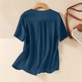 thumbnail image 6 of Lmueinov Short Sleeve Linen Tops for Women Blouse for Summer Fall Cotton Linen Blend Embroidered Loose Fit Round Neck Casual Boho Shirt, 6 of 8