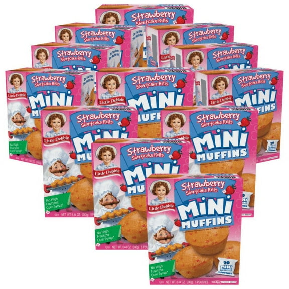 Little Debbie Strawberry Shortcake Rolls Mini Muffins, 12 Boxes, 60 Pouches of Mini Muffins