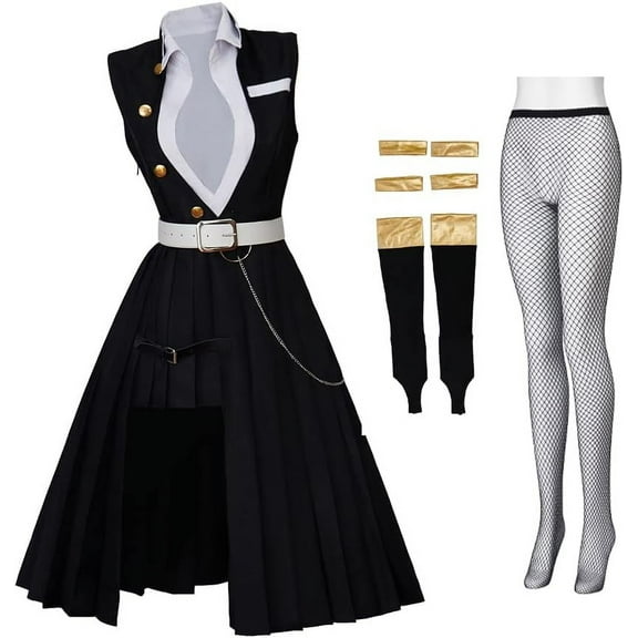 Anime Uzui Tengen Dress Black Party Outfits Suit for Women Girls