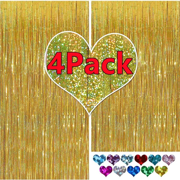 4/2/1Pack Gold Foil Curtain Fringe Pink For Backdrop Party Back Drop Photo Booth Wedding Graduations Birthday Christmas EventPink2 pack He Qiyong unisex
