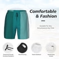 thumbnail image 2 of Kdxio Teal Color Print Men's Swim Trunks with Compression Liner 7 Inch Inseam Quick Dry Swim Shorts, 2 of 5