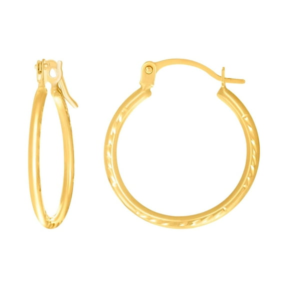 14k Yellow Gold Womens Round Tube Hoop Earrings 19.1x17.3mm Wide Hoop Earring for Women - .5 Grams