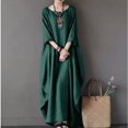 thumbnail image 1 of CHOK Robe Maxi d'Été en Coton et Lin à Manches Courtes pour Femmes, Grande Taille, Décontractée, Col Rond, Ample, Longue, 1 of 3